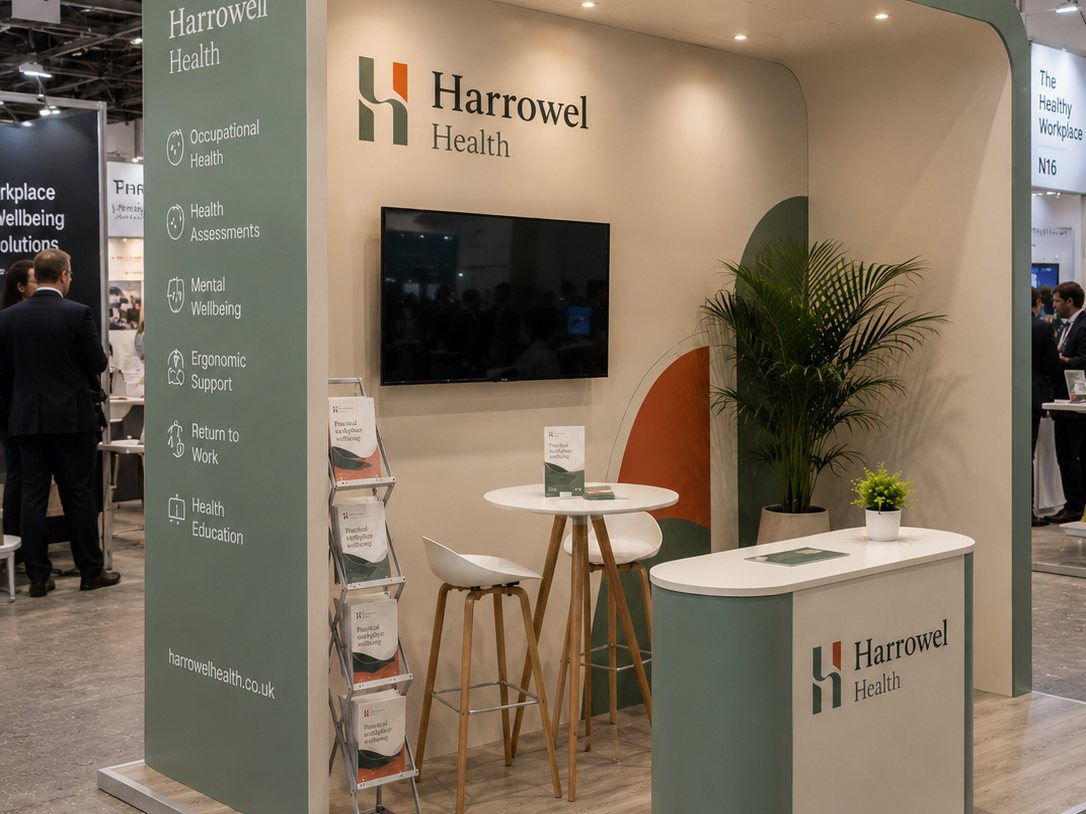 Harrowell Health exhibition stand built by Standform