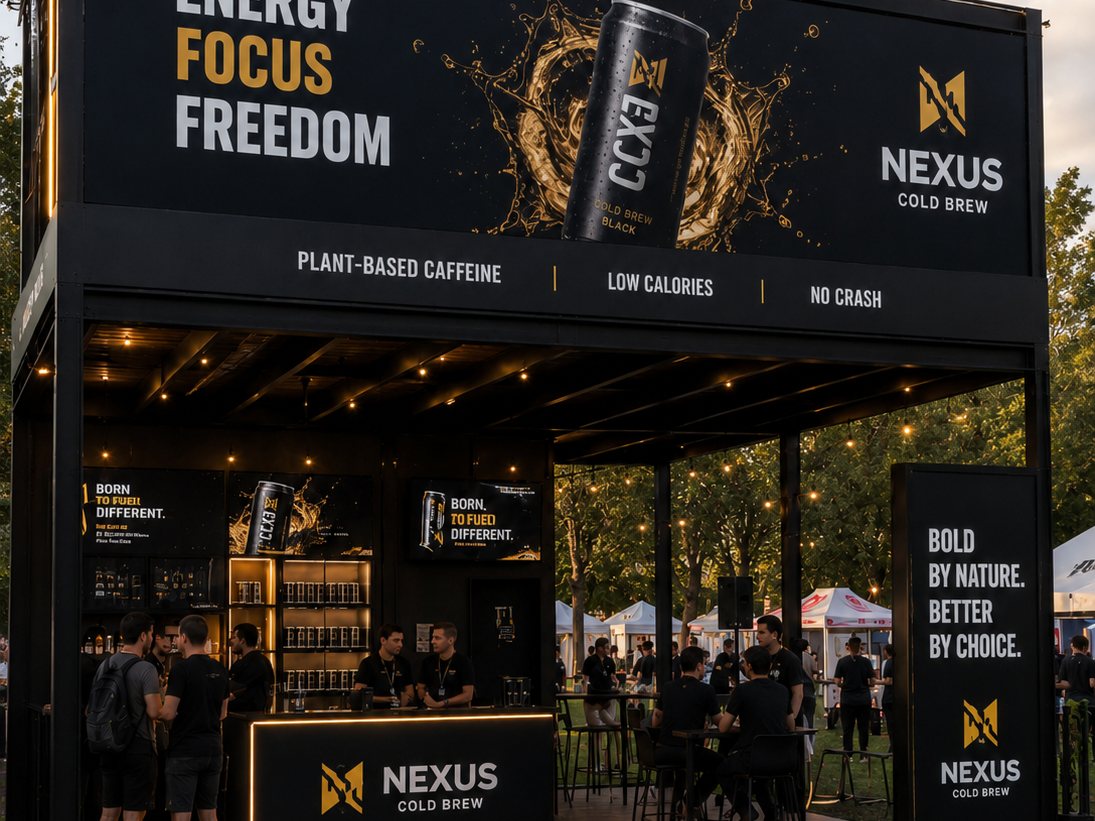 Nexus Cold Brew exhibition stand built by Standform